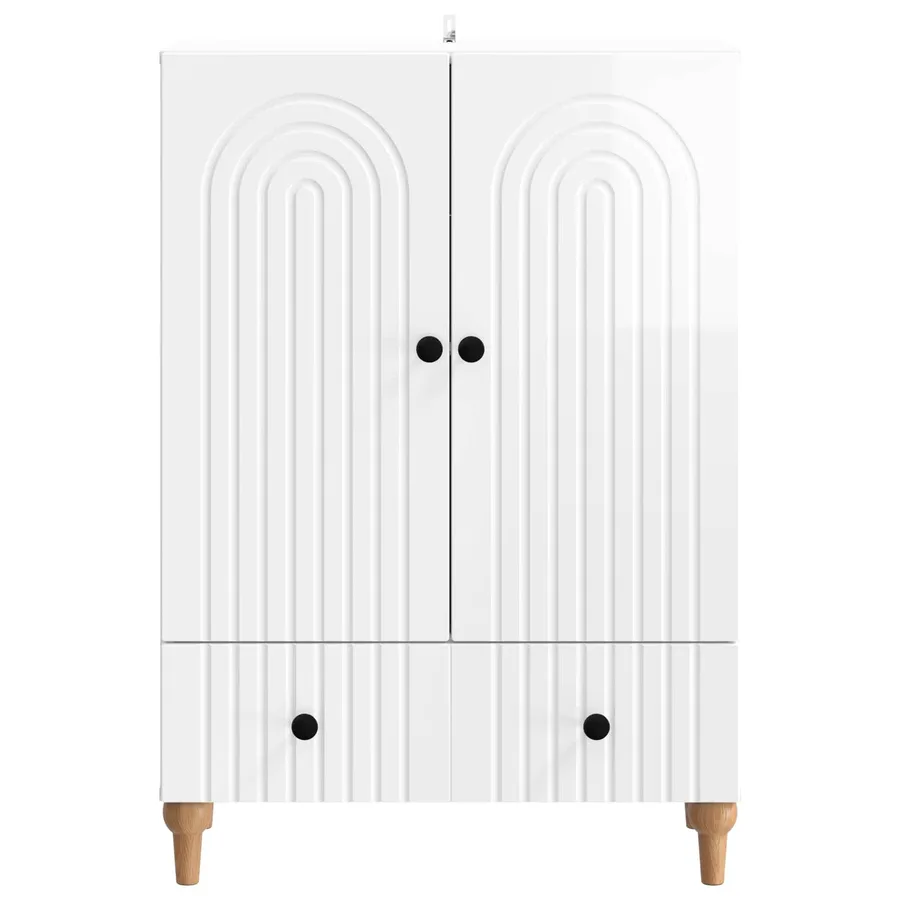Buffet Blanc brillant 66 x 34,5 x 95 cm Bois d'ingénierie - 5