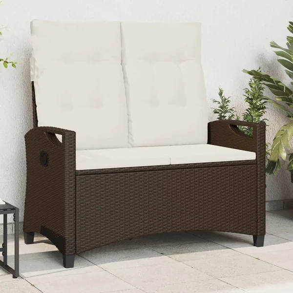Banc de jardin avec oreiller Marron et Crème 105 x 60 x 112 cm