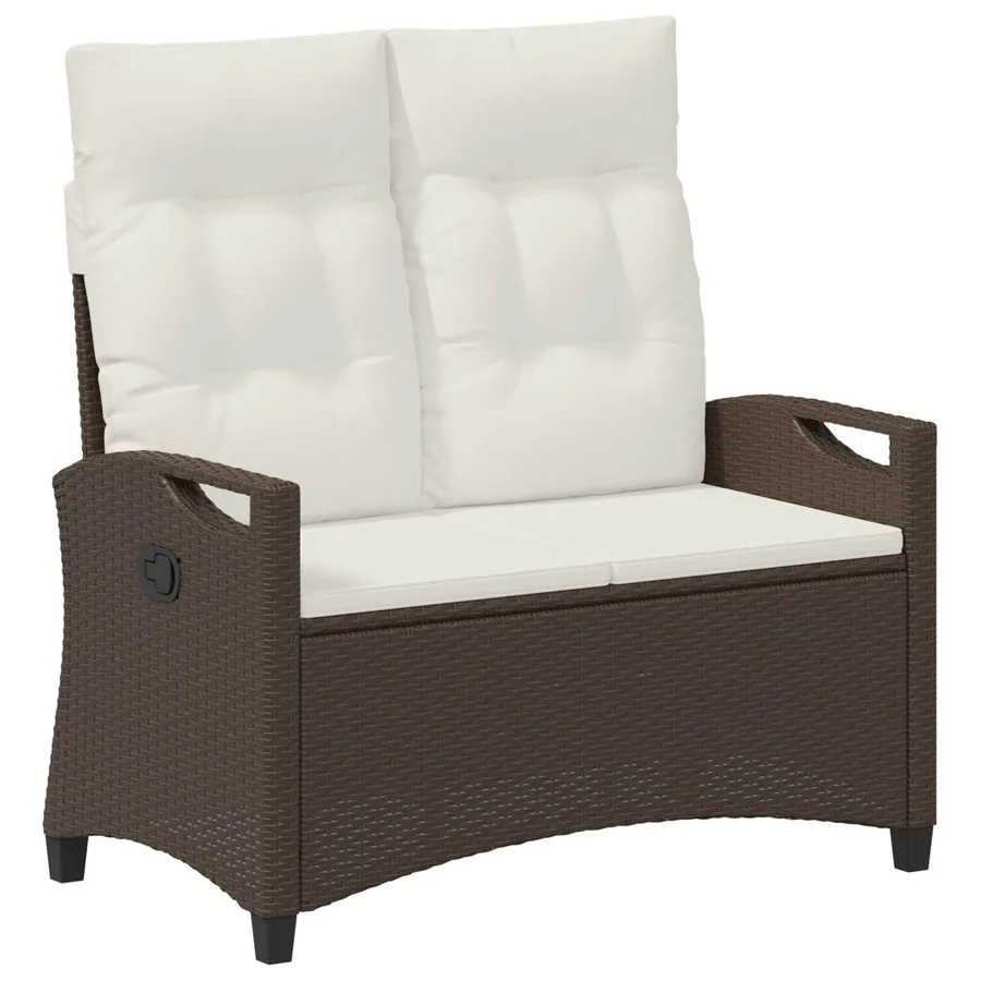 Banc de jardin avec oreiller Marron et Crème 105 x 60 x 112 cm - 2