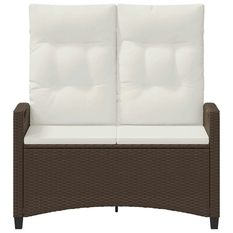 Banc de jardin avec oreiller Marron et Crème 105 x 60 x 112 cm - 4