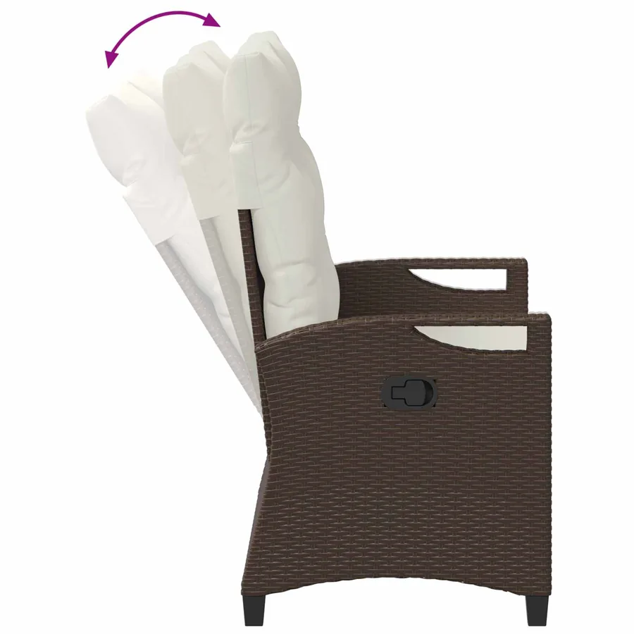 Banc de jardin avec oreiller Marron et Crème 105 x 60 x 112 cm - 9