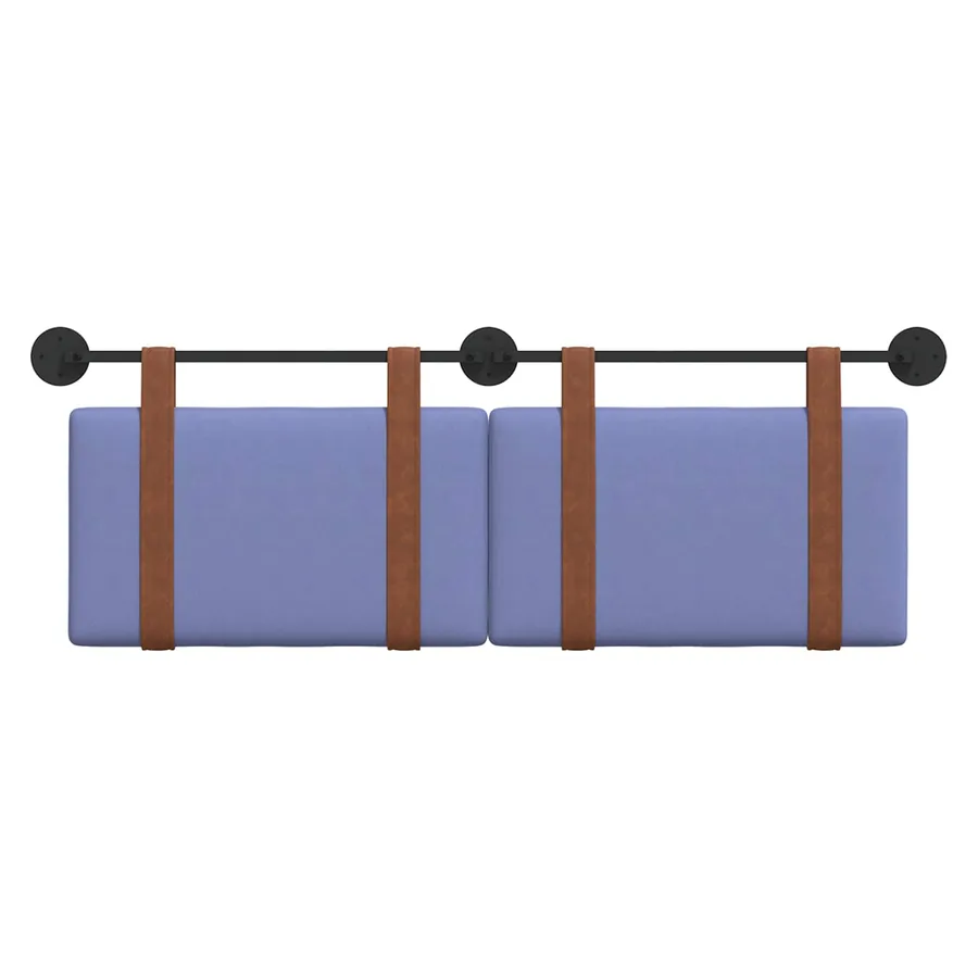 Tête de lit suspendue Uni Bleu denim 130 x 55 x 5 cm PU antique - 5