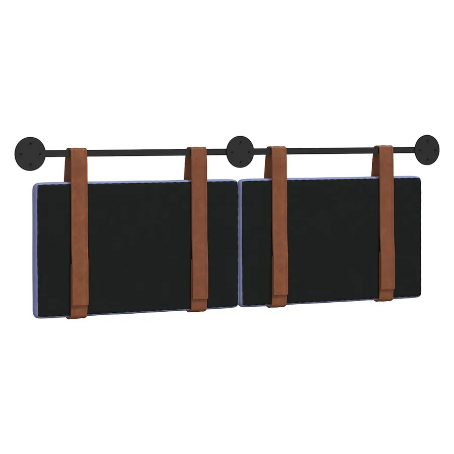 Tête de lit suspendue Uni Bleu denim 130 x 55 x 5 cm PU antique - 7