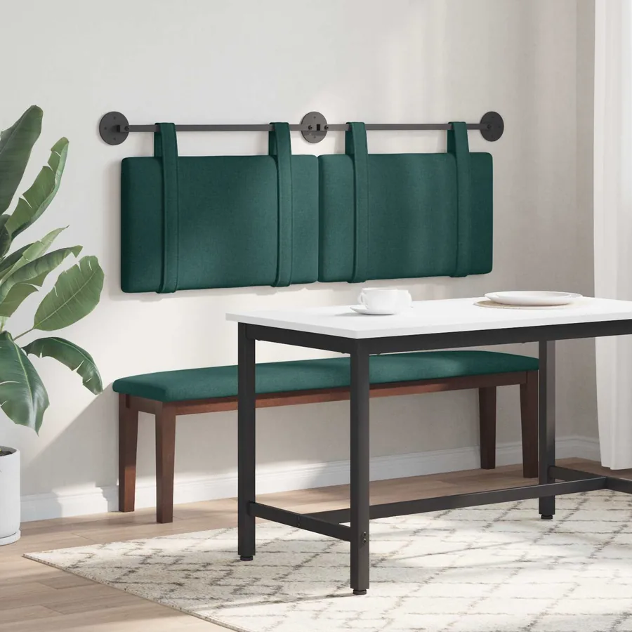 Tête de lit suspendue Vert foncé Tissu - 4