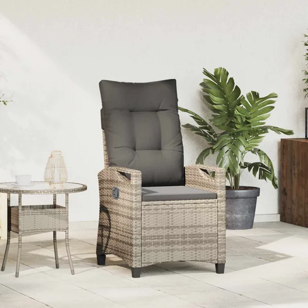 Chaise de jardin inclinable Gris clair et gris foncé polyrotin