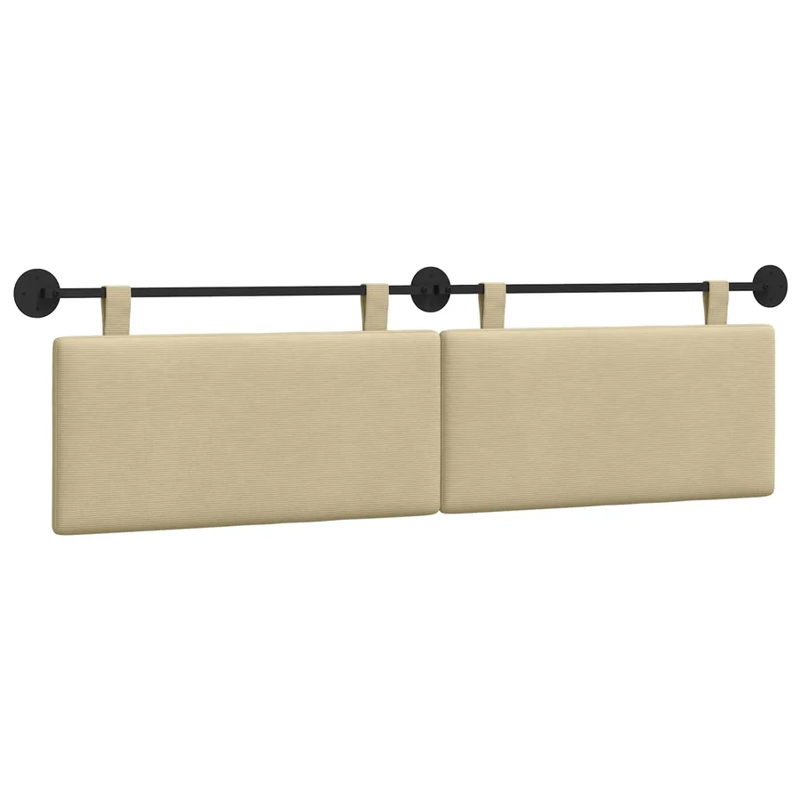 Tête de lit suspendue Gris Vert Clair Tissu en velours côtelé - 2