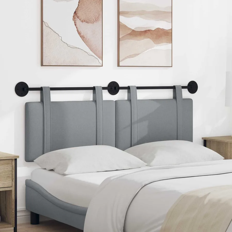 Tête de lit suspendue Gris clair tissu