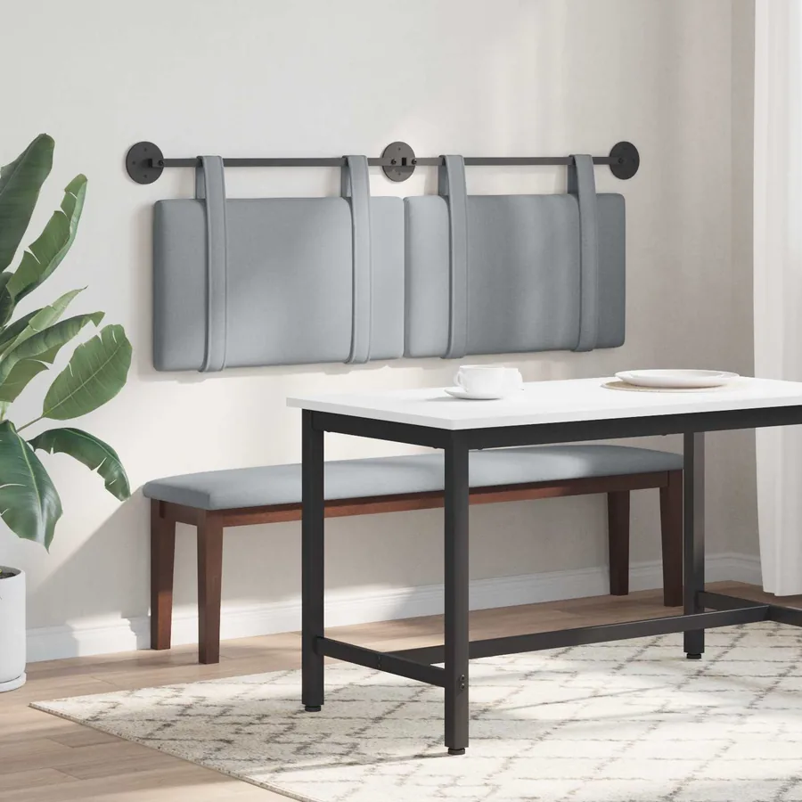 Tête de lit suspendue Gris clair tissu - 4