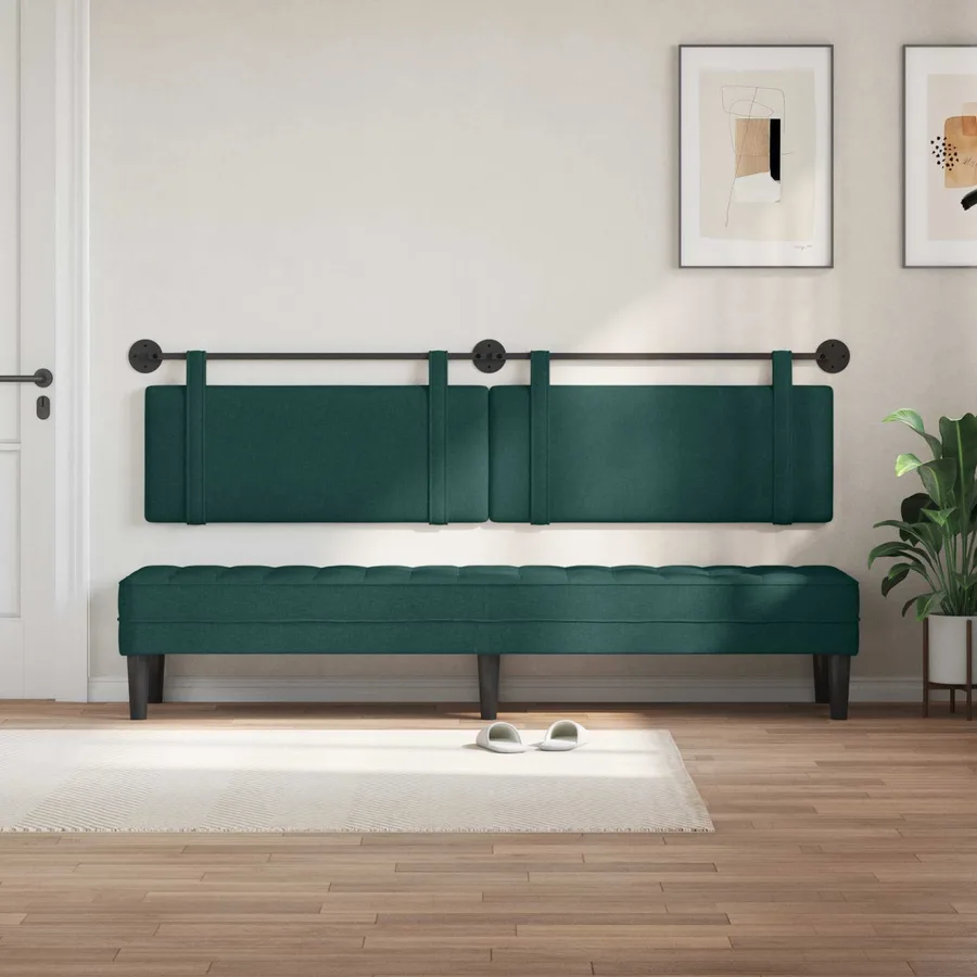 Tête de lit suspendue Vert foncé Tissu - 3