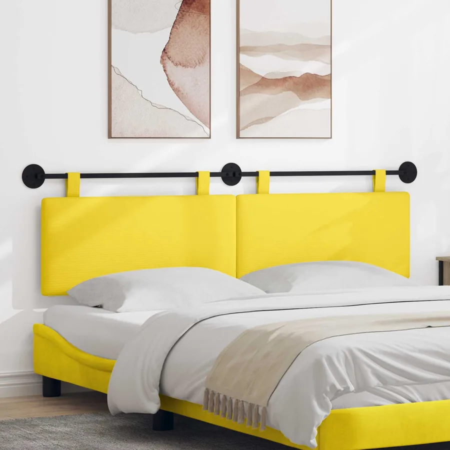 Tête de lit suspendue Jaune clair Tissu en velours côtelé