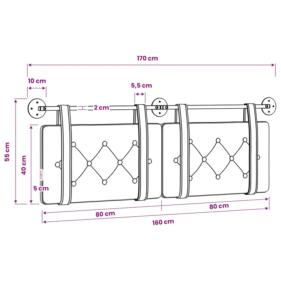 Tête de lit suspendue Crème Simili cuir - 11