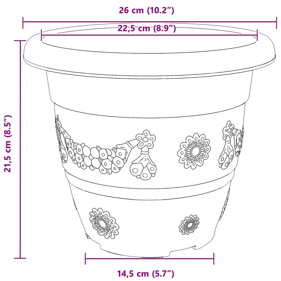 Pots de plantes 6 pcs Rouge brique Ø 26 x 21.5 cm Plastique - 11