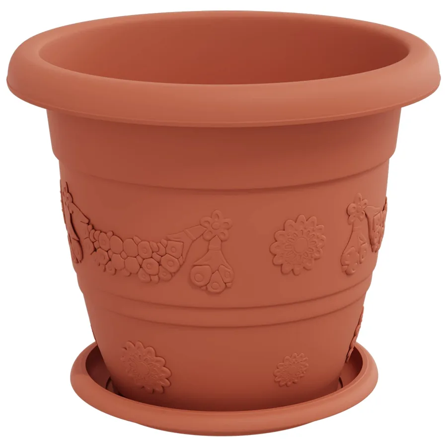 Pots de plantes 6 pcs Rouge brique Ø 26 x 21.5 cm Plastique - 5