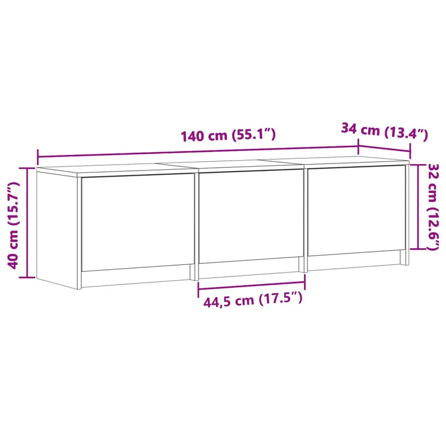 Meuble TV Gris Sonoma 140 x 34 x 40 cm Bois d'ingénierie - 12