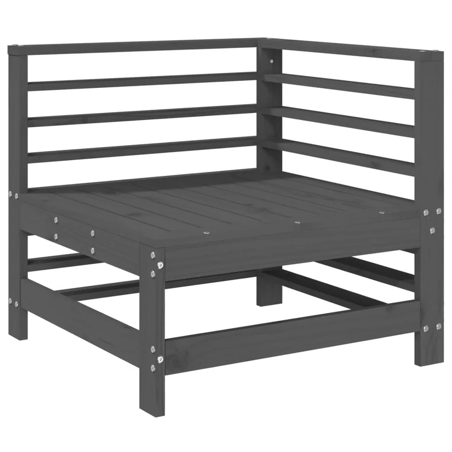 Canapés d'angle de jardin 2 pcs gris bois de pin massif - 3
