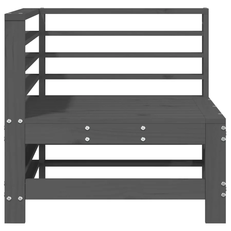 Canapés d'angle de jardin 2 pcs gris bois de pin massif - 4