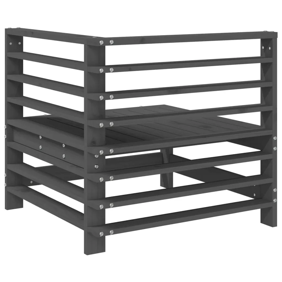 Canapés d'angle de jardin 2 pcs gris bois de pin massif - 5