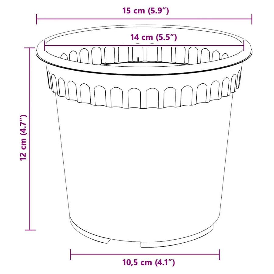 Pots de plantes 24 pcs Noir Ø 15 x 12 cm Plastique - 11