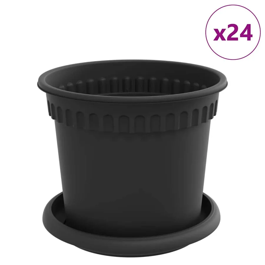 Pots de plantes 24 pcs Noir Ø 15 x 12 cm Plastique - 2