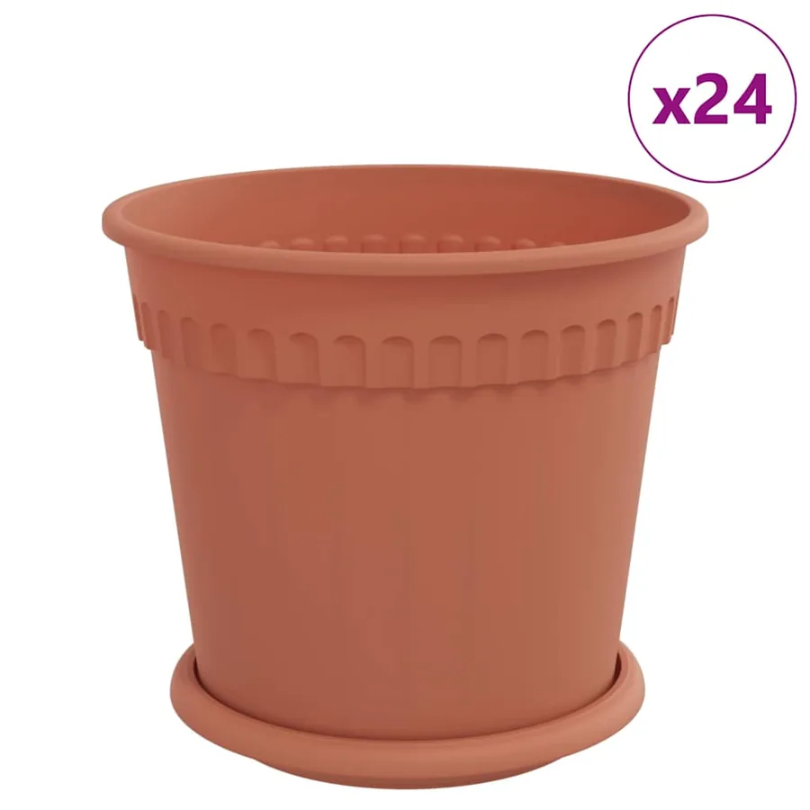 Pots de plantes 24 pcs Rouge brique Ø 19 x 16 cm Plastique - 2