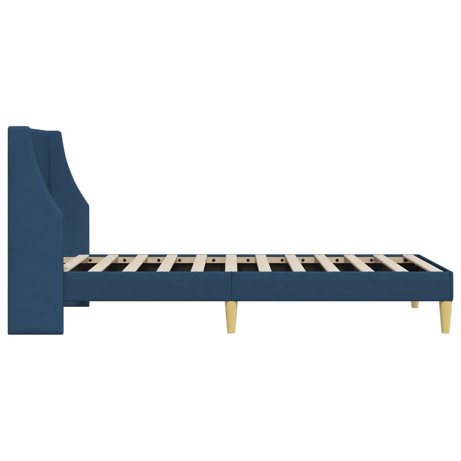 Cadre de lit Uni avec tête de lit Bleu 90 x 200 cm tissu - 5