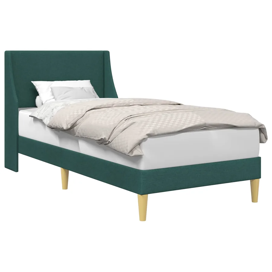 Cadre de lit Uni avec tête de lit Vert foncé 90 x 200 cm tissu - 2