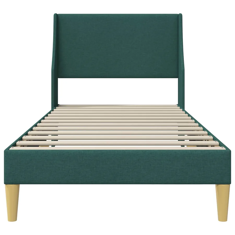 Cadre de lit Uni avec tête de lit Vert foncé 90 x 200 cm tissu - 4