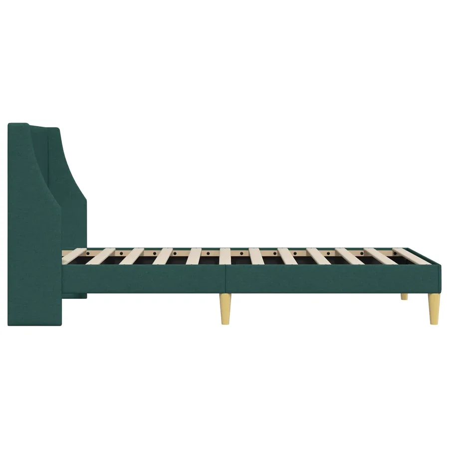 Cadre de lit Uni avec tête de lit Vert foncé 90 x 200 cm tissu - 5