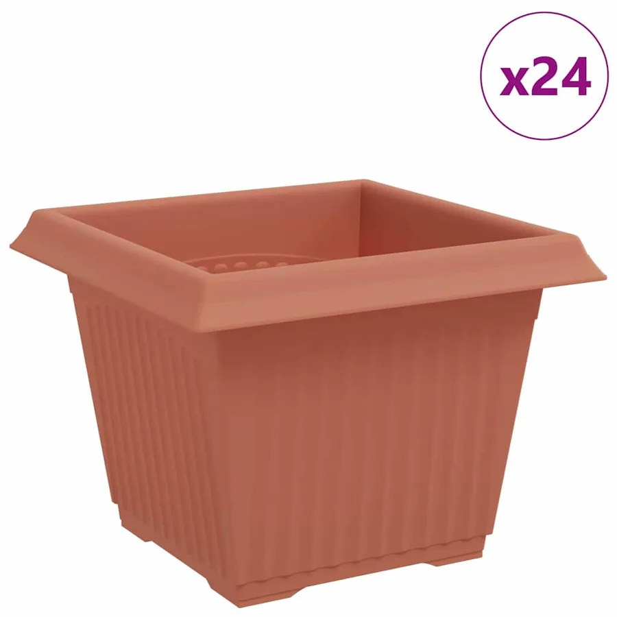 Pot de Fleurs Carré 24 pcs Rouge brique 23 x 23 x 17,5 cm - 2