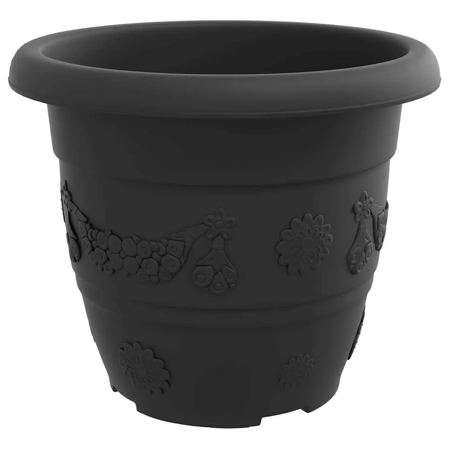 Pot à fleurs rond 6 pcs Noir Ø 30 x 25 cm Plastique - 5