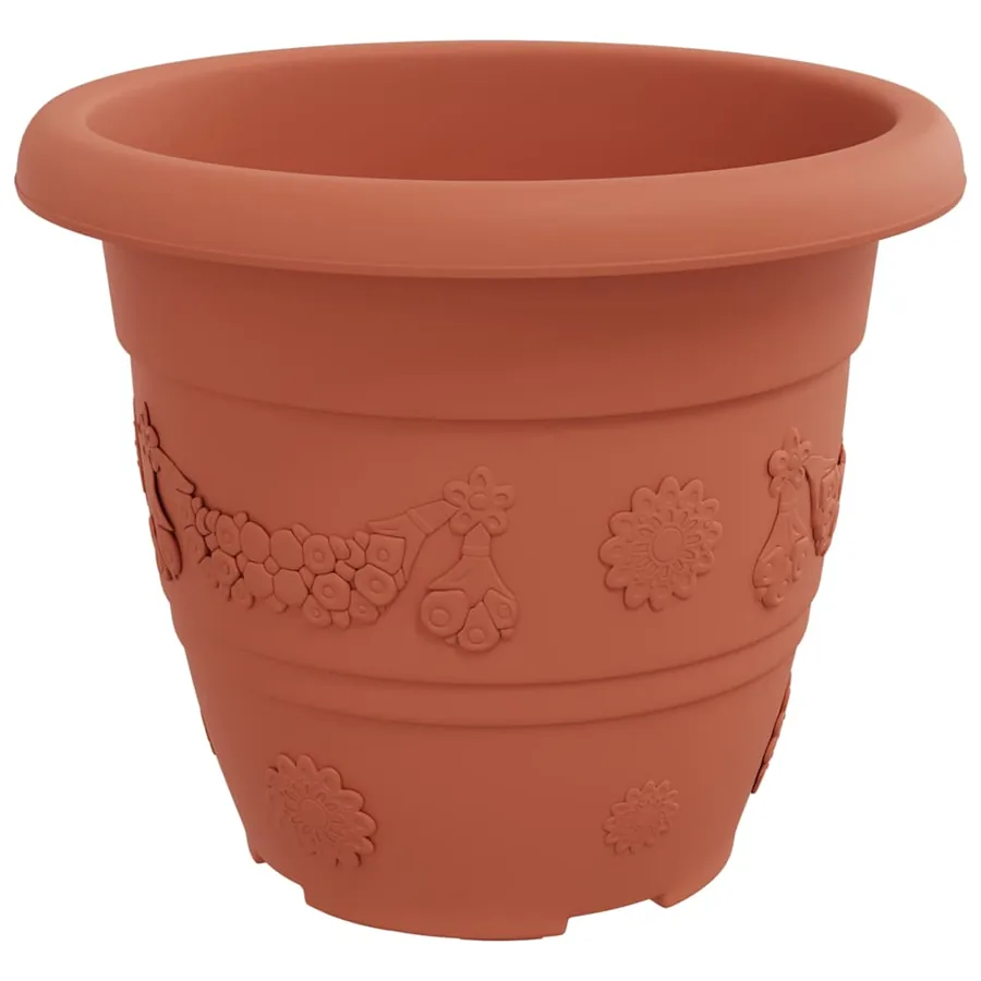 Pot à fleurs rond 24 pcs Rouge brique Ø 26 x 21,5 cm Plastique - 5