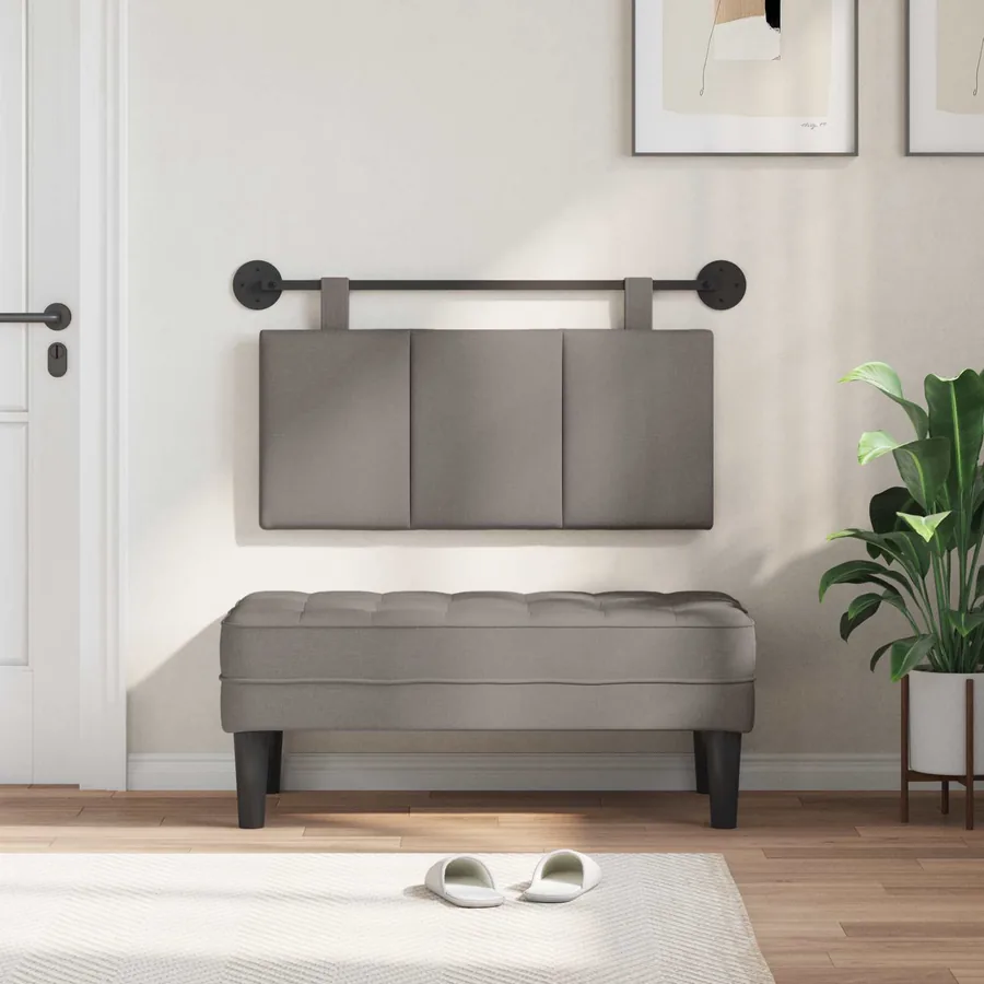 Tête de lit suspendue Taupe Tissu - 3