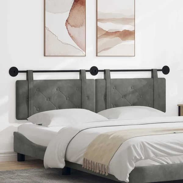 Tête de lit suspendue Gris foncé Velours