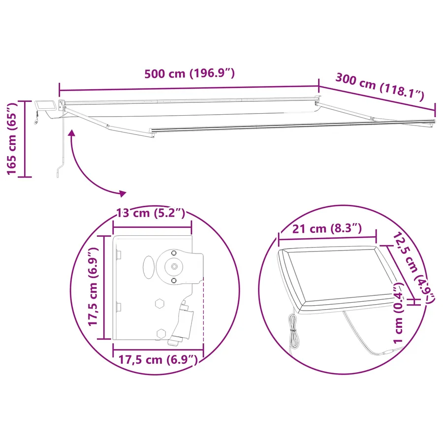Cadre de store rétractable électrique Anthracite 5 x 3 m - 11