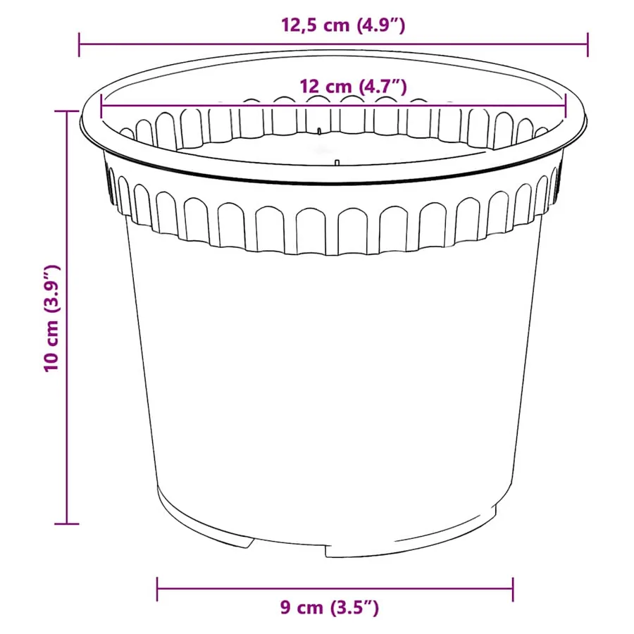 Pot à fleurs rond 6 pcs Noir Ø 12,5 x 10 cm Plastique - 9