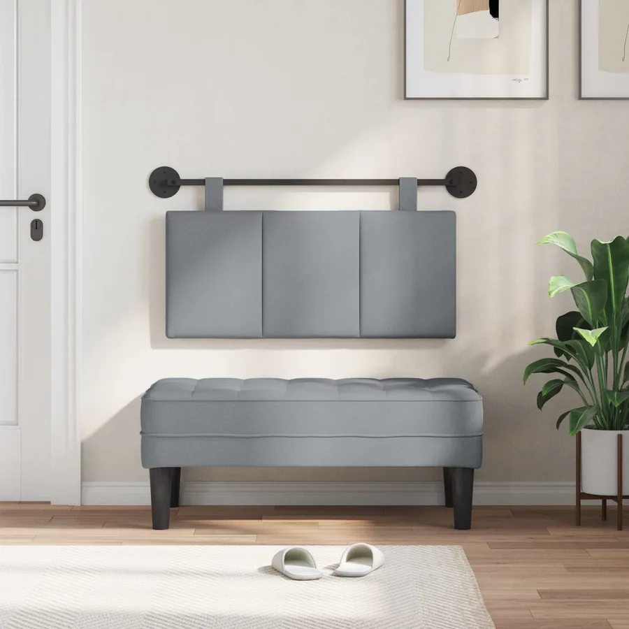 Tête de lit suspendue Gris clair tissu - 3