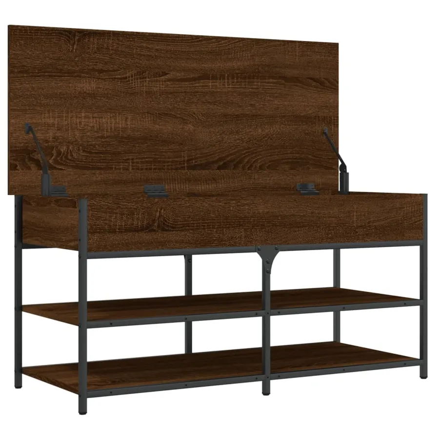 Banc à chaussures chêne marron 100x42,5x50 cm bois d'ingénierie - 6