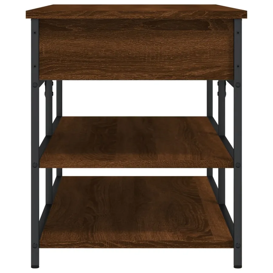 Banc à chaussures chêne marron 100x42,5x50 cm bois d'ingénierie - 8