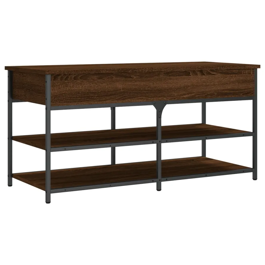 Banc à chaussures chêne marron 100x42,5x50 cm bois d'ingénierie - 9