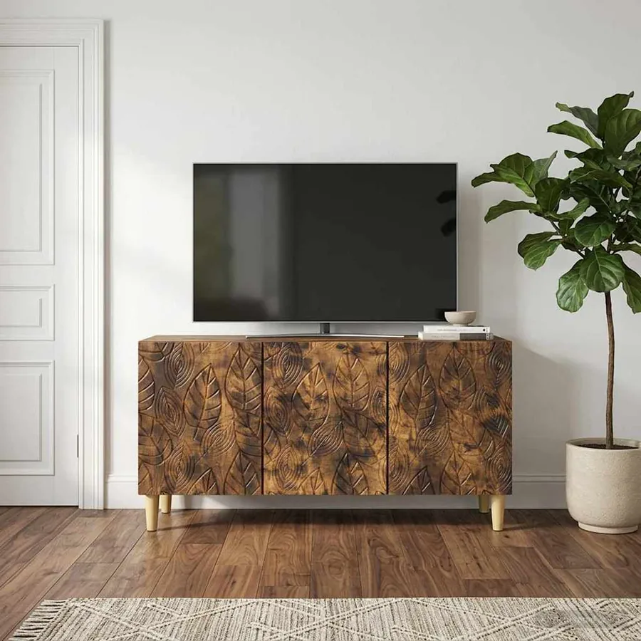 Meuble TV 99 x 34,5 x 50 cm Chêne fumé Bois d'ingénierie - 3