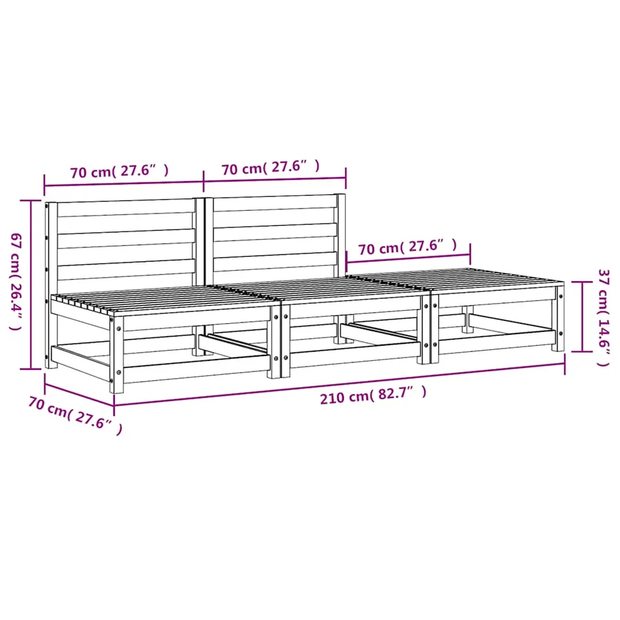 Canapé de jardin sans accoudoirs repose-pieds bois pin massif - 10