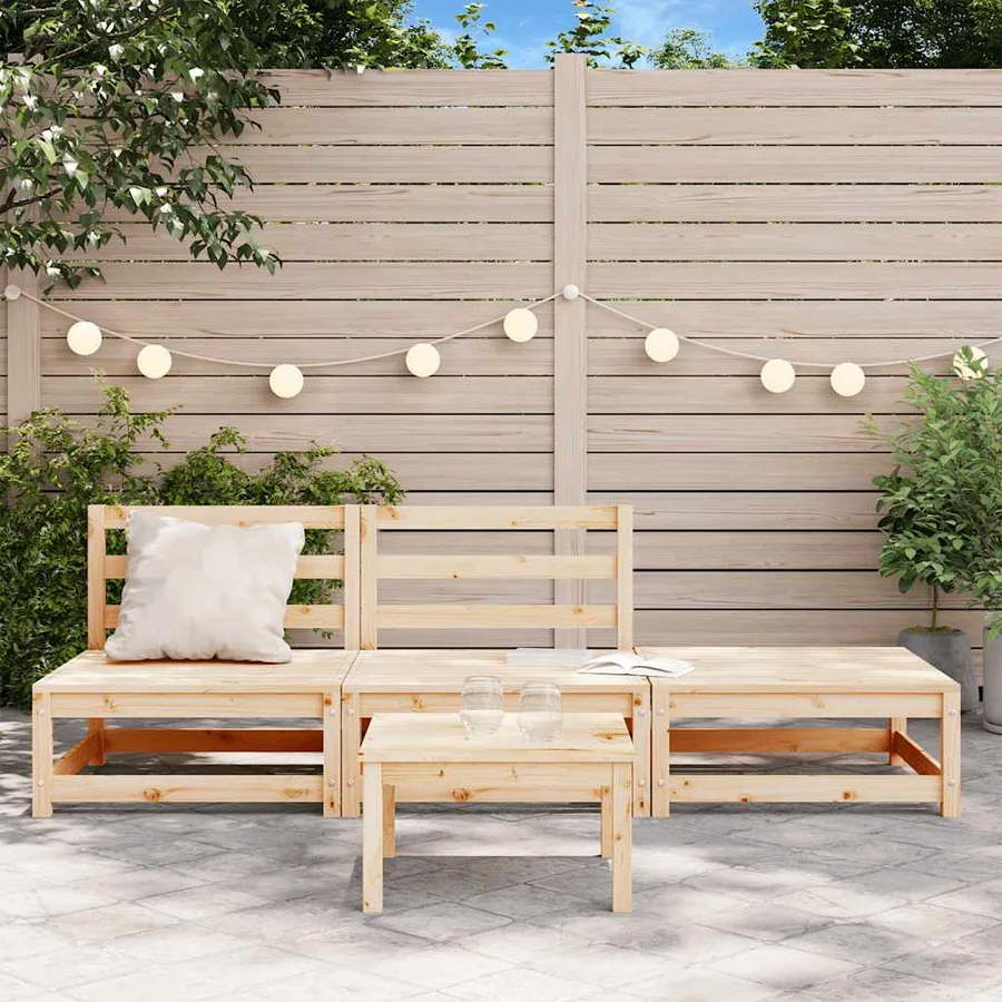 Canapé de jardin sans accoudoirs repose-pieds bois pin massif - 3