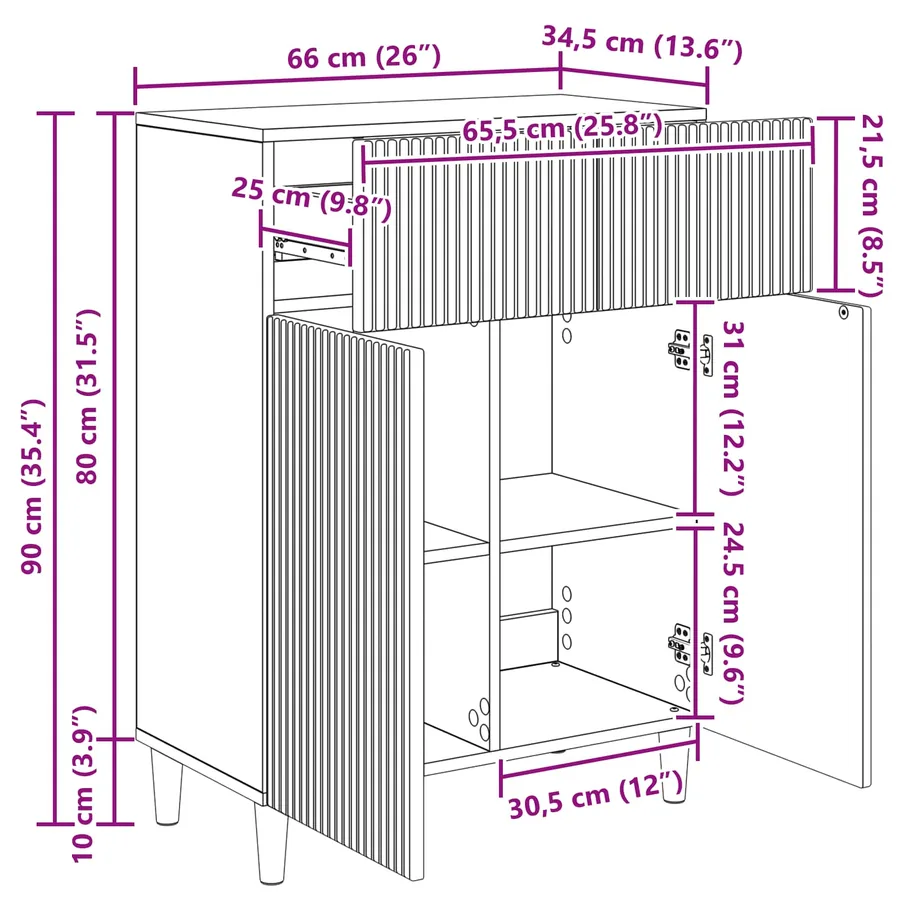 Buffet Chêne Sonoma 66 x 34,5 x 90 cm Bois d'ingénierie - 11