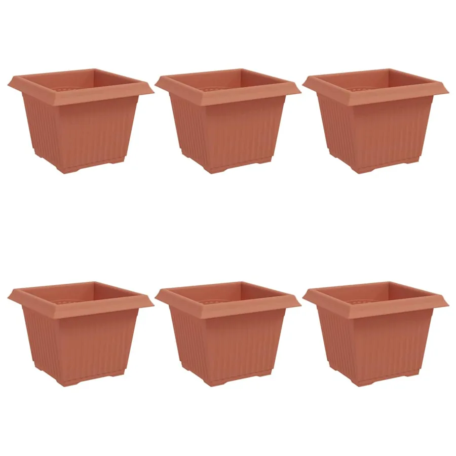 Pot de Fleurs Carré 6 pcs Rouge brique 23 x 23 x 17,5 cm - 2