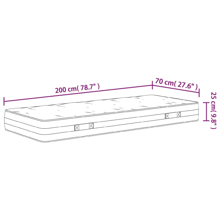 Matelas à ressorts ensachés dureté moyenne 70x200 cm - 9