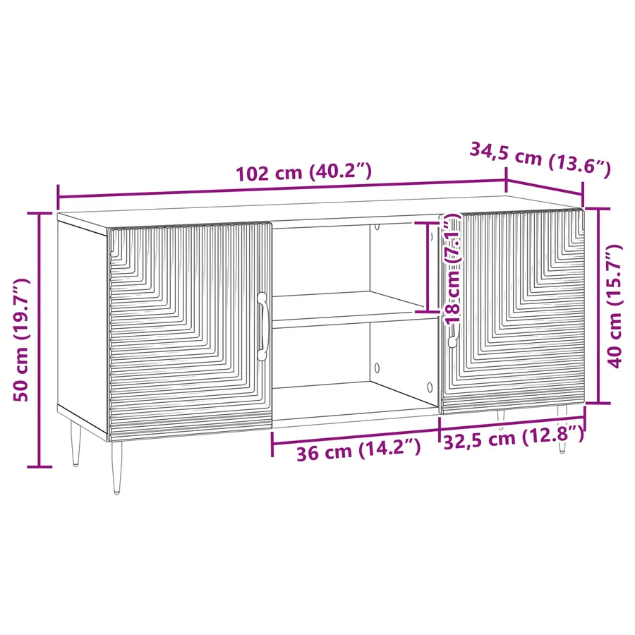 Meuble TV Chêne Sonoma 102 x 34,5 x 50 cm Bois d'ingénierie - 11