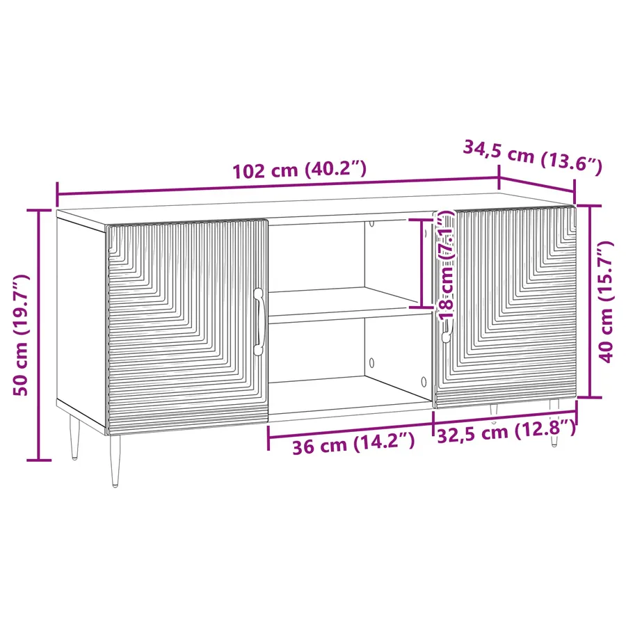 Meuble TV Sonoma gris 102 x 34,5 x 50 cm Bois d'ingénierie - 11