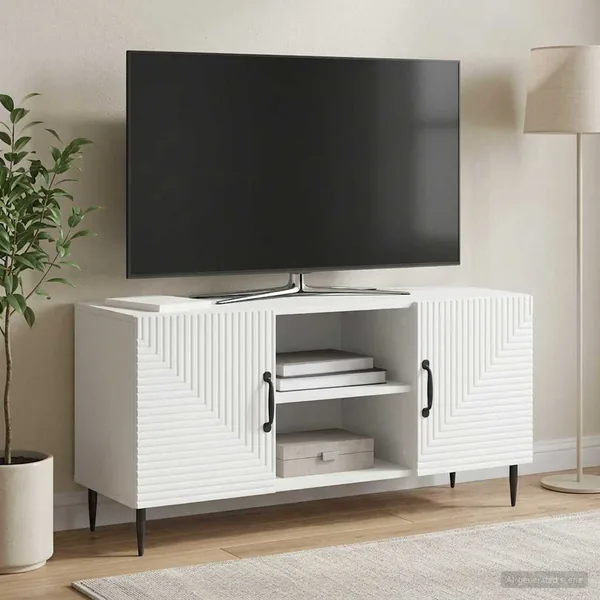 Meuble TV Blanc 102 x 34,5 x 50 cm Bois d'ingénierie