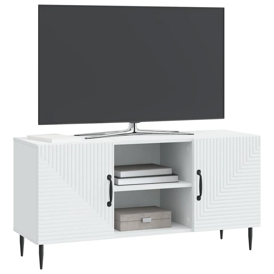 Meuble TV Blanc 102 x 34,5 x 50 cm Bois d'ingénierie - 3