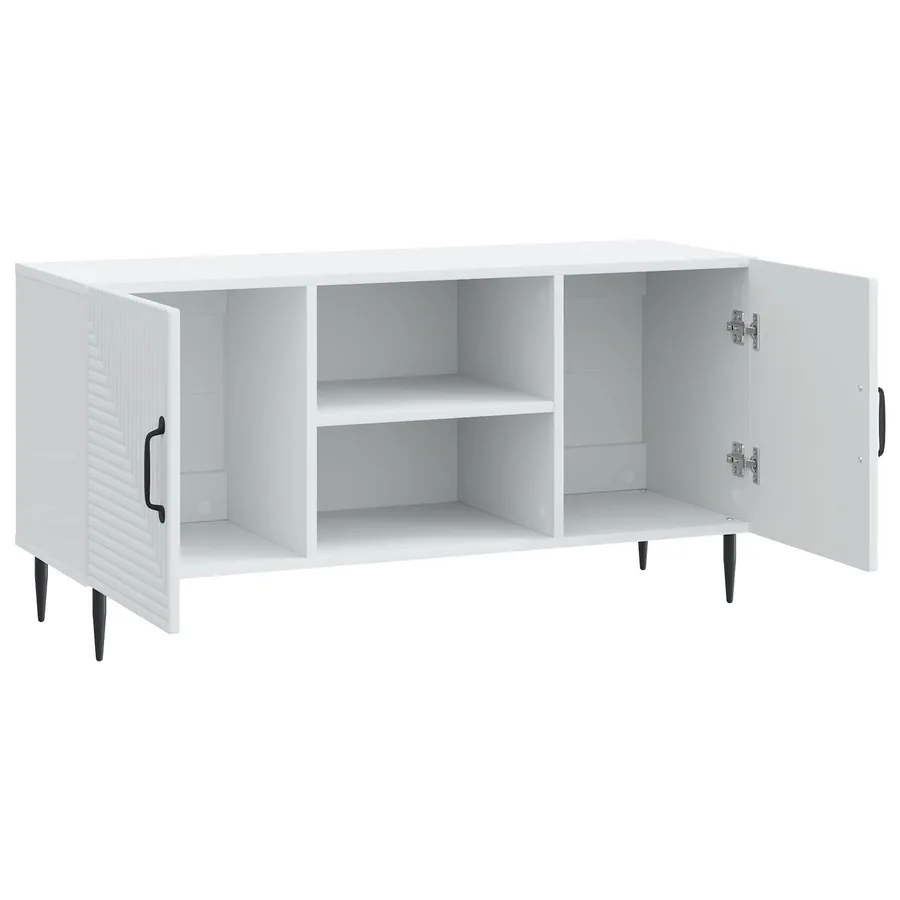 Meuble TV Blanc 102 x 34,5 x 50 cm Bois d'ingénierie - 5